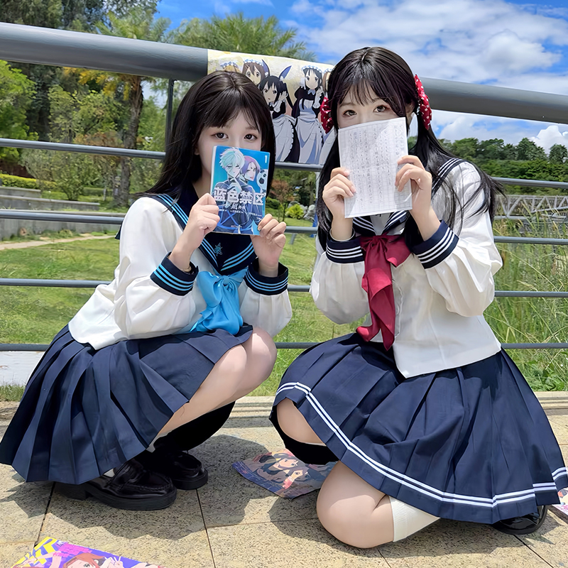 花见森品京女子原创正版公主线收腰修身水手服夏季校供jk制服套装 - 图0