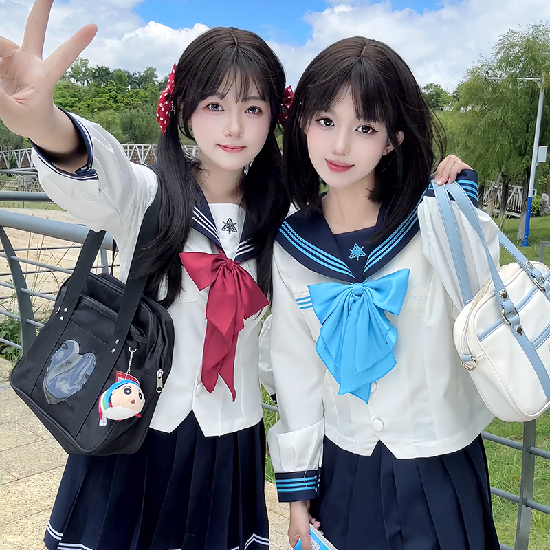 花见森品京女子原创正版公主线收腰修身水手服夏季校供jk制服套装 - 图3
