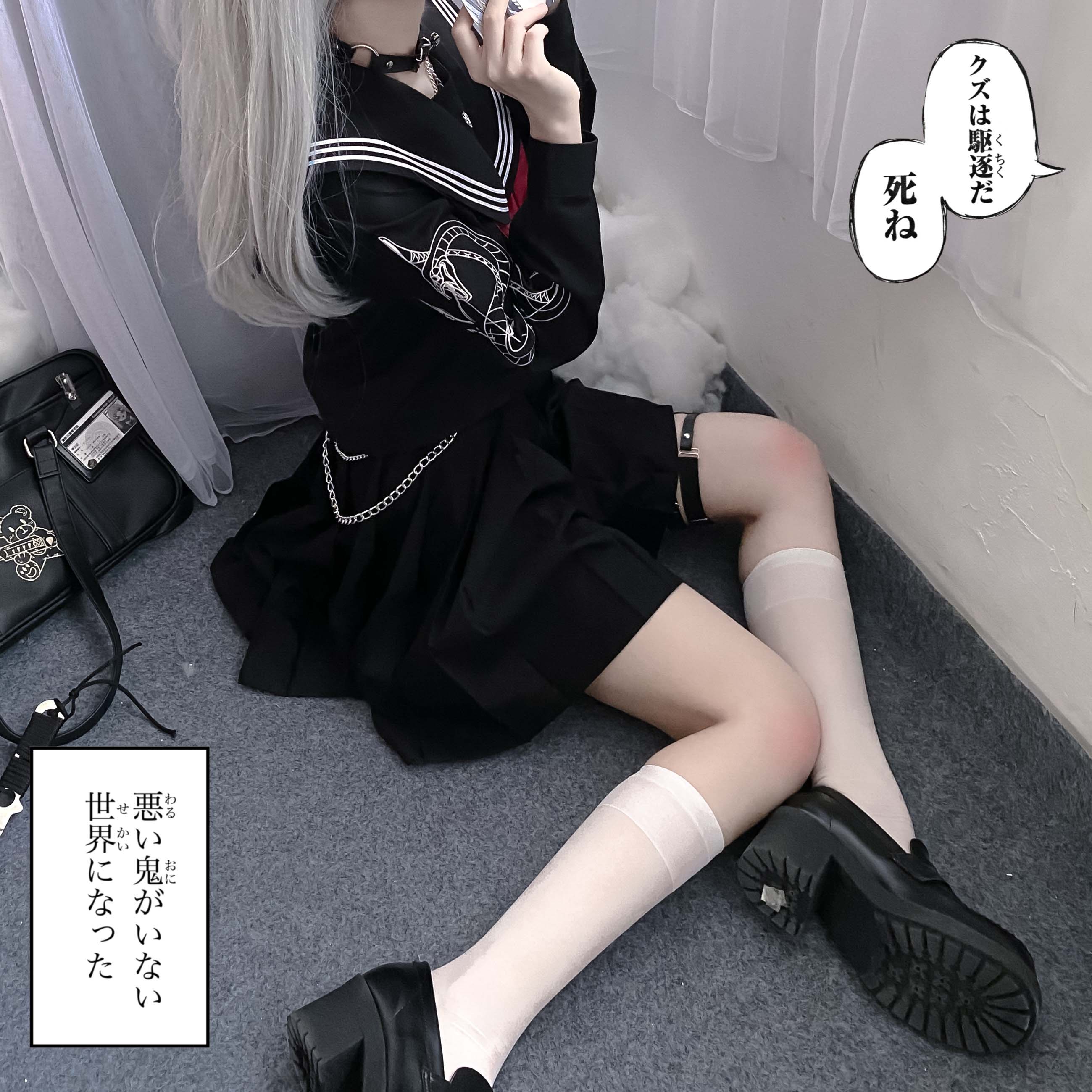 花见森正统JK制服长裙大刺绣关东襟中间服不良水手服-图1