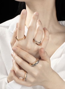 宗克罗心3MM十字架戒指叠戴潮流