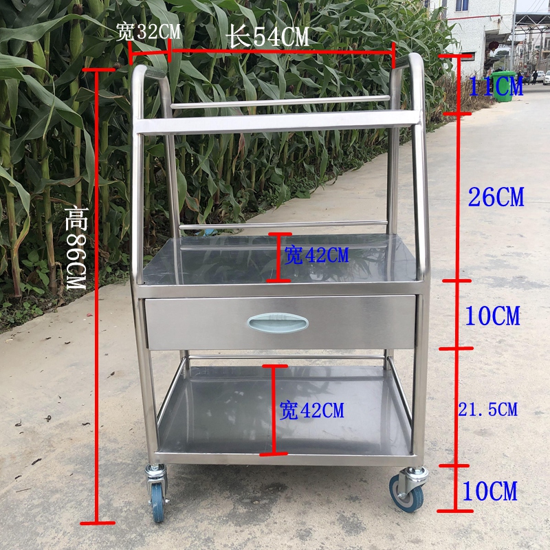 加厚不锈钢麻醉车美容院推车三层仪器 小推车 双层器械台 药品车 - 图1