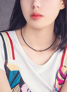 黑色细颈Choker玫瑰金显瘦锁骨链