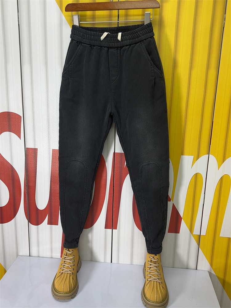 2024春夏新款牛仔裤男士黑色九分休闲裤水洗修身痞帅抽绳束脚裤子,淘宝优惠券,粉丝福利购,淘宝优惠卷