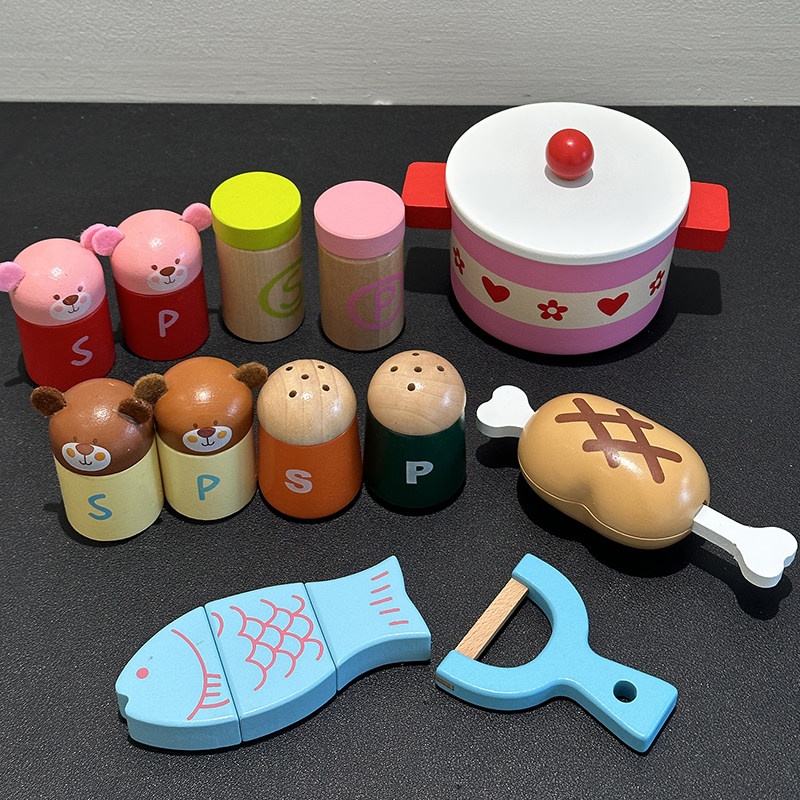 木制鸡腿鱼切切乐益智玩具过家家儿童玩具切切看厨房调味料削皮刀,淘宝优惠券,粉丝福利购,淘宝优惠卷