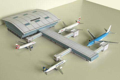 1：400机场登机码头机场建筑3D纸模DIY手工客机民航飞机机场模型 - 图2