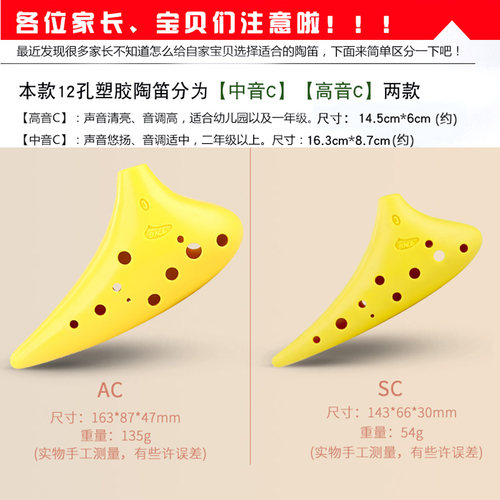 台湾TNG塑胶陶笛12孔高音SC中音6孔AC调十二孔塑料陶笛学生初学 - 图2