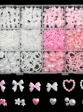 500PCS 3D Nail Art Decoration Kit with Resin Bows, Flat Back