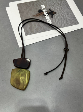 小众设计感皮绳个性树脂长款毛衣链不规则潮流几何渲染撞色毛衣链