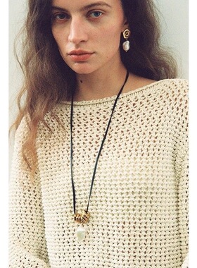 欧美跨境新款热卖时尚简约个性百搭男女情侣不锈钢吊坠绳子毛衣链