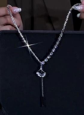 轻奢小众镶钻长款项链个性潮流独特设计秋冬毛衣链高级感配饰颈链