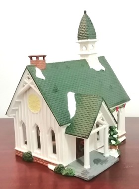 美国陶瓷手绘夜灯建筑摆件工艺品