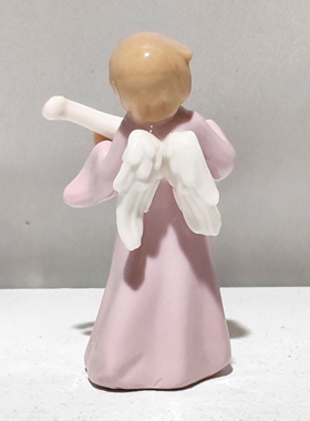 外贸原单 手绘立体浮雕陶瓷釉下彩弹琵琶小天使 工艺品 摆件 瓷偶