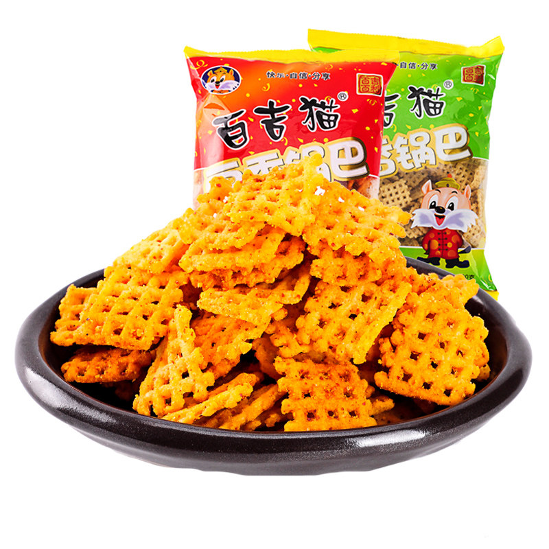 百吉猫豆香麻辣味孜然味休闲*锅巴 百吉猫膨化食品