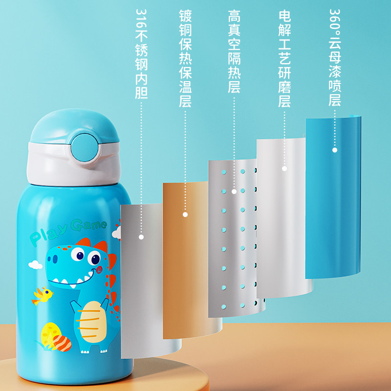 316食品级儿童保温杯宝宝带摔吸管 梦创保温杯