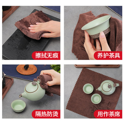功夫茶巾高档茶布吸水加厚茶具毛巾茶几茶桌布抹布垫茶台配件禅意 - 图3