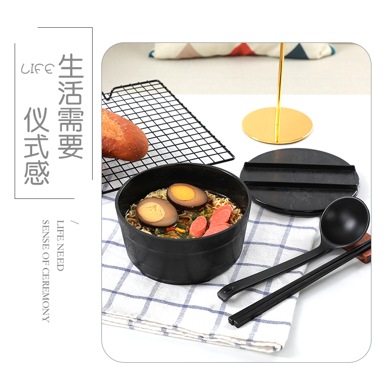 泡面碗带盖神器日式单个大号学生宿舍饭盒碗筷套装碗易清洗非陶瓷 - 图2