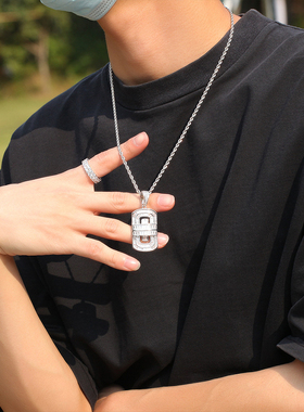 嘻哈满钻锆石sup神之盾牌项链