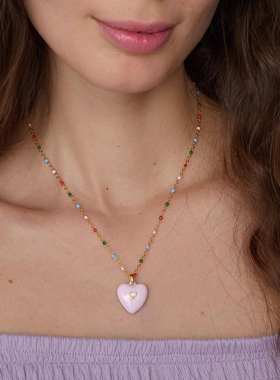 秘密花园彩色爱心项链