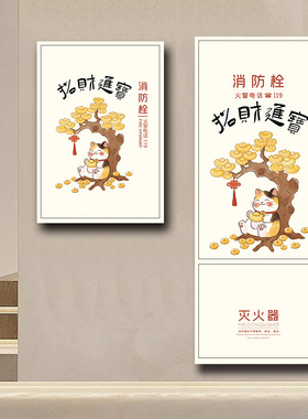 小丸子定制消防栓贴纸装饰遮挡贴画消火栓门箱灭火器标识自粘贴画