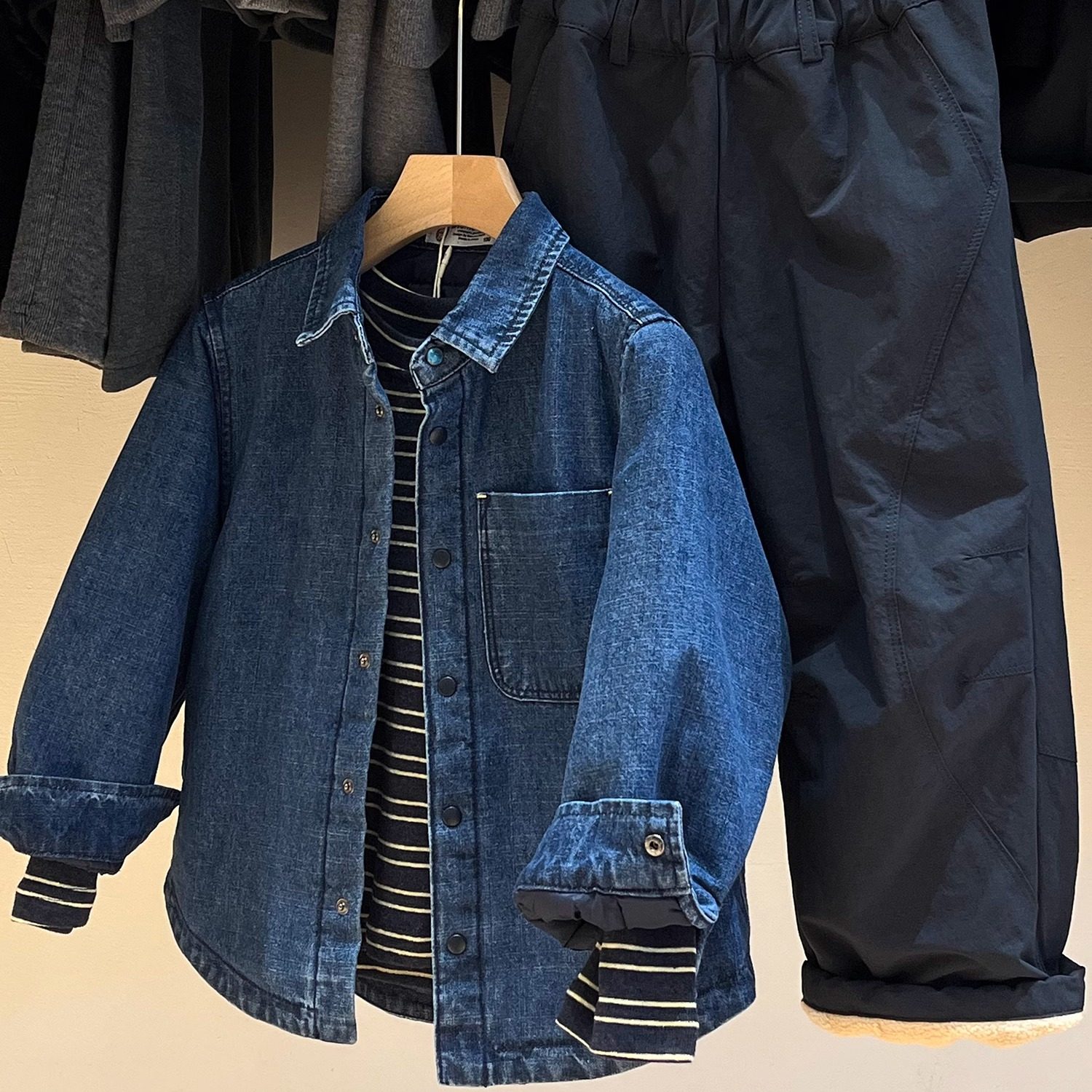 ResumeHome简历童装男童夹棉加厚棉服儿童秋冬牛仔纯棉衬衫外套潮,淘宝优惠券,粉丝福利购,淘宝优惠卷