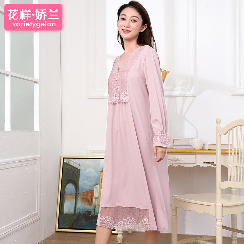 2023春秋新款蕾丝甜美公主睡衣裙 花样娇兰睡裙