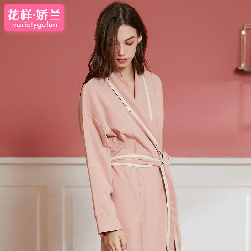 男女款冬天厚款双面绒保暖透气睡袍 花样娇兰睡袍/浴袍