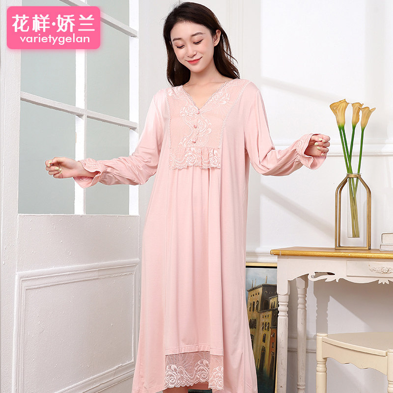 2023春秋新款蕾丝甜美公主睡衣裙 花样娇兰睡裙