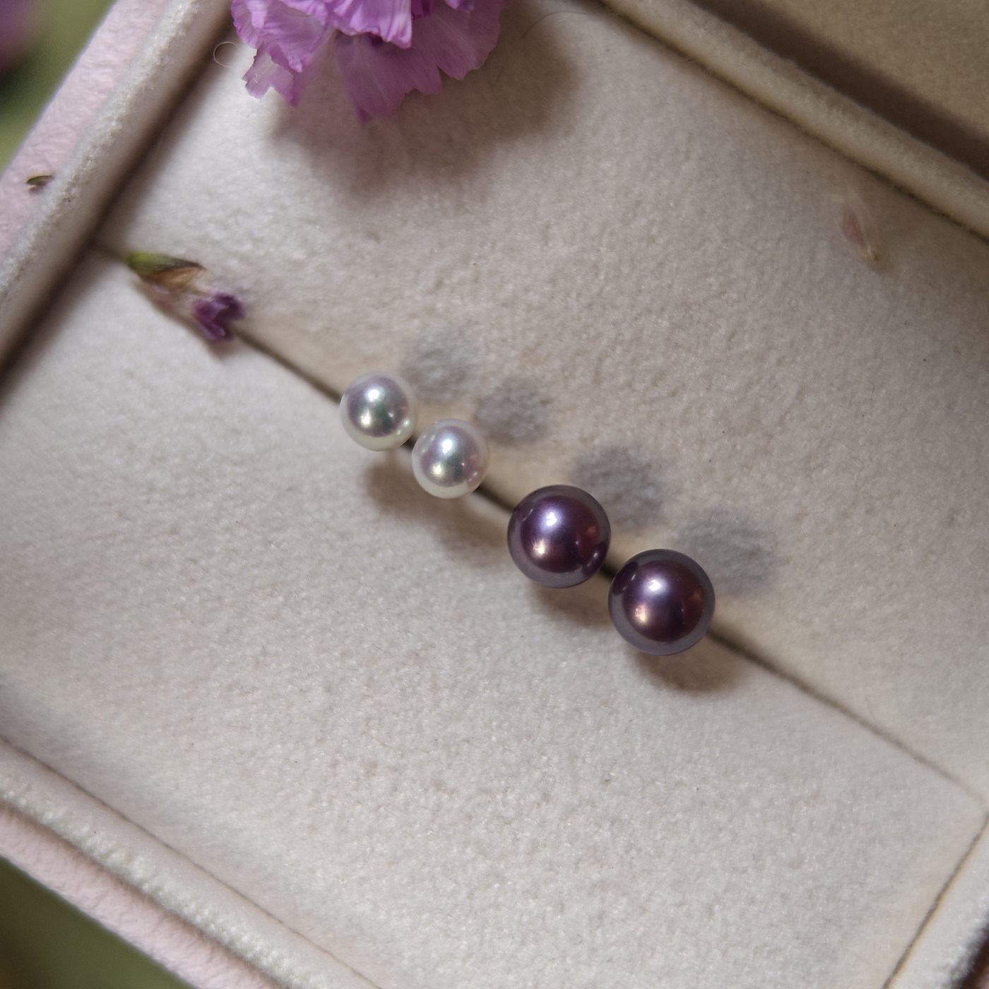 如星辰般璀璨~极强钻光天然白色正圆珍珠耳钉养耳洞妖紫色纯银,淘宝优惠券,粉丝福利购,淘宝优惠卷