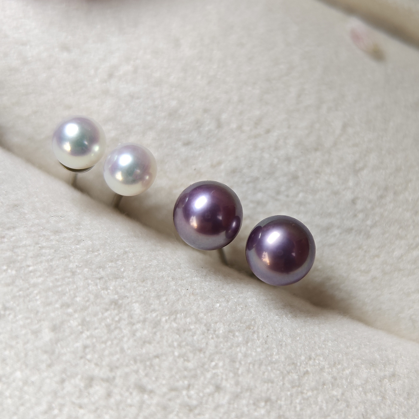 如星辰般璀璨~极强钻光天然白色正圆珍珠耳钉养耳洞妖紫色纯银,淘宝优惠券,粉丝福利购,淘宝优惠卷