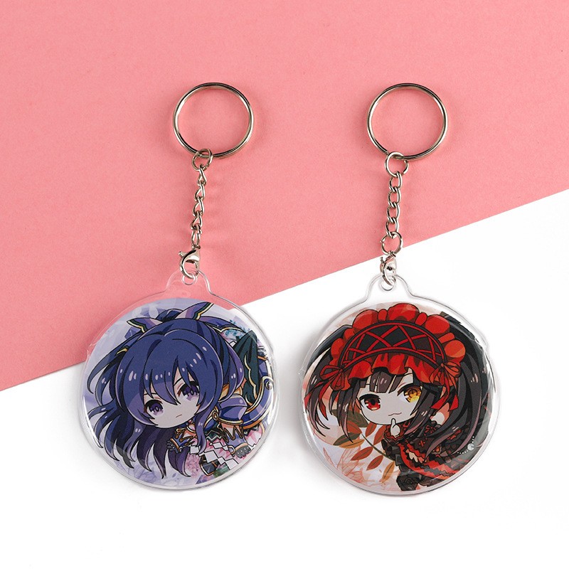 钥匙扣吧唧保护套挂件透明圆形徽章防摔75mm58吧唧外出谷子收纳套 - 图1