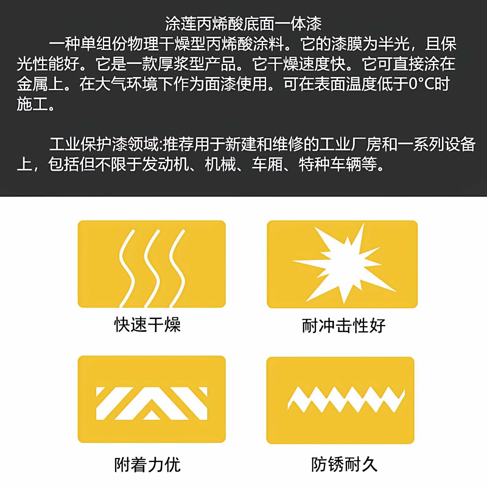 涂莲丙烯酸一体漆底面漆厂房机械工业防腐油漆订制劳尔色 RAL9005