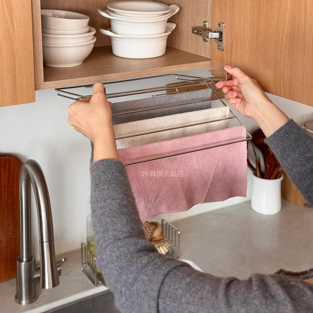 韩国代购进口ins便携使用厨房抹布架子悬挂式收纳架毛巾置物架,淘宝优惠券,粉丝福利购,淘宝优惠卷