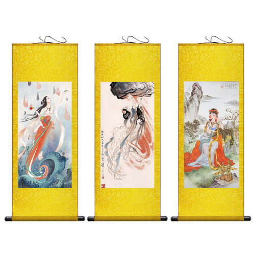 女娲娘娘画像女娲造人补天画像道家娲皇卷轴画托天老母女神装饰画 - 图3