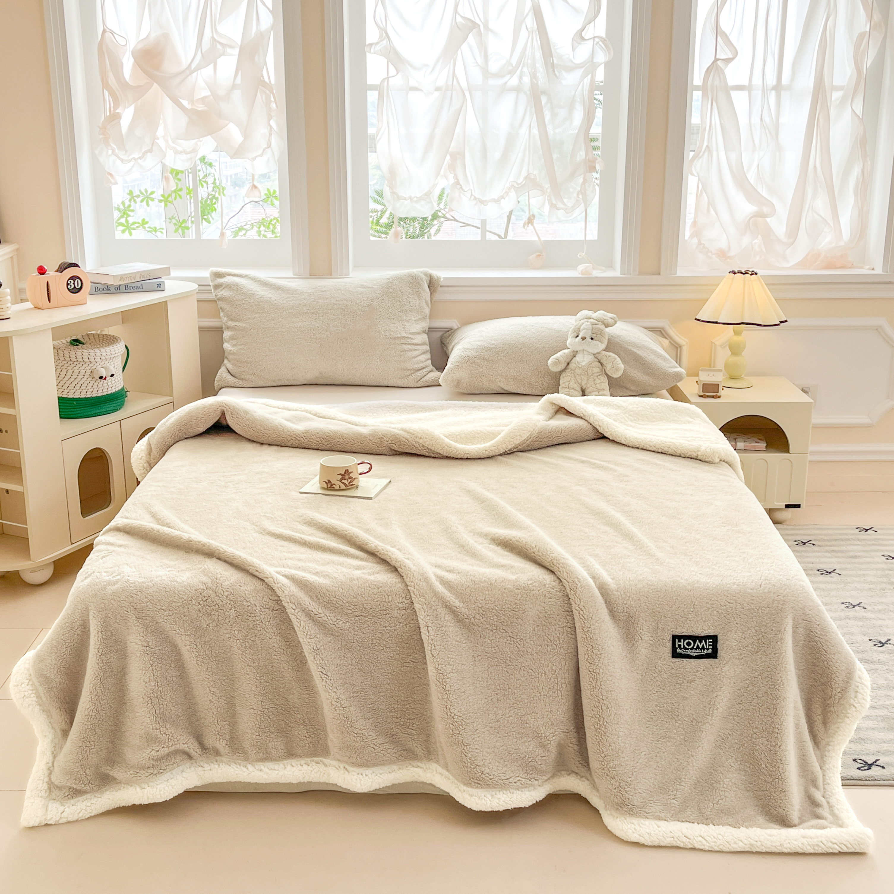 2025新款双层加厚羊羔绒毛毯舒棉绒盖毯可机洗午睡毯保暖冬季盖被