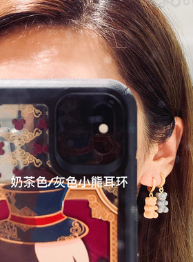 甜美可爱彩色糖果小熊耳环