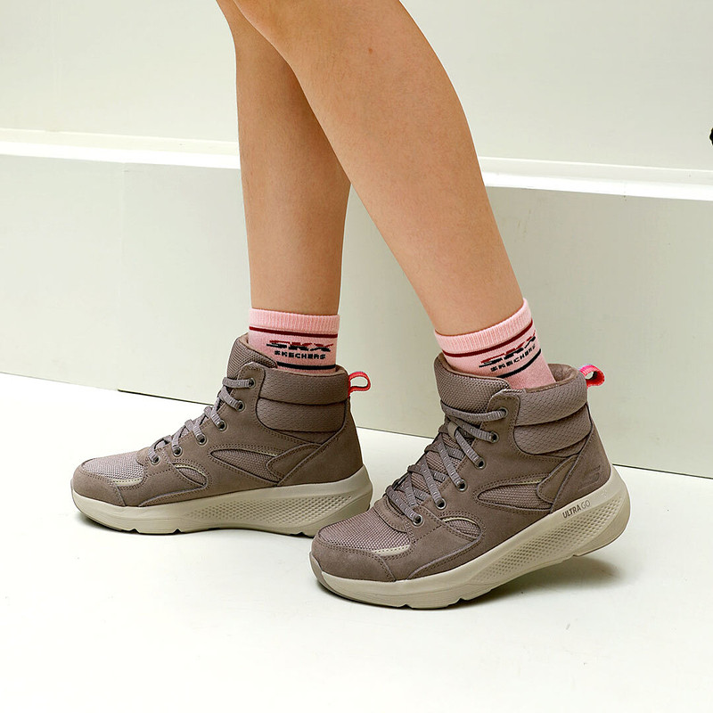 Skechers 斯凯奇 反毛皮拼接加绒高帮复古厚底女运动鞋,淘宝优惠券,粉丝福利购,淘宝优惠卷