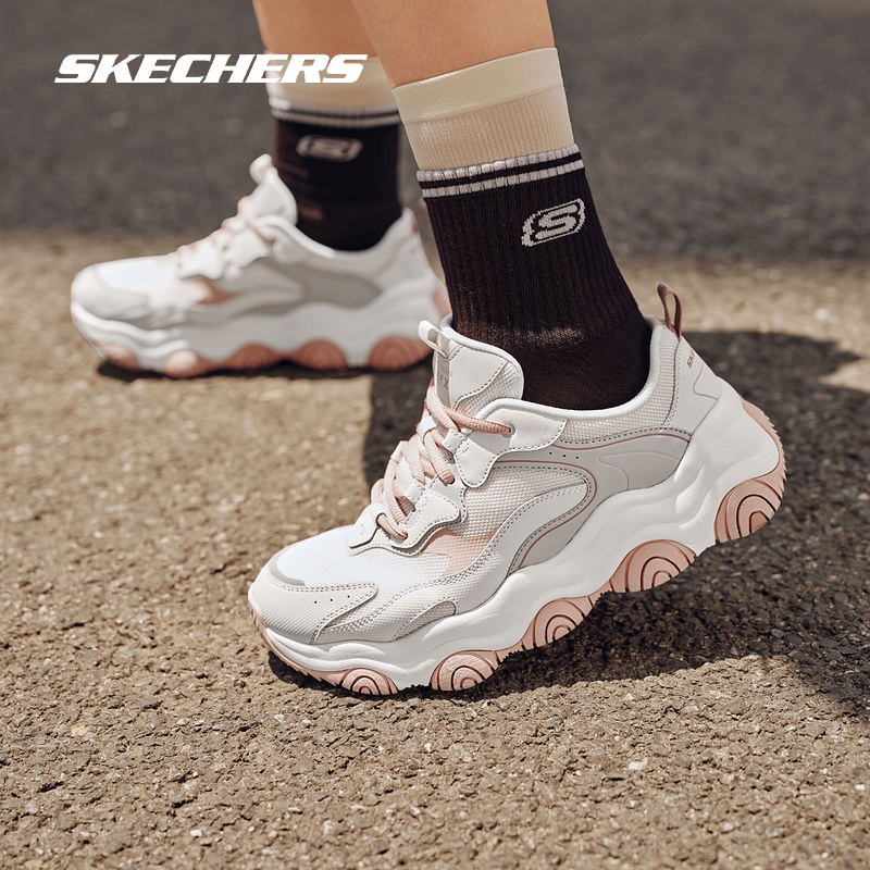 Skechers斯凯奇正品奥莱啵啵熊冬男女轻质运动鞋拼接厚底老爹鞋-图2