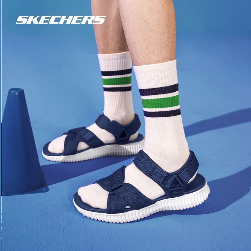 Skechers 斯凯奇正品奥莱 夏季情侣厚底魔术贴简约休闲运动凉鞋