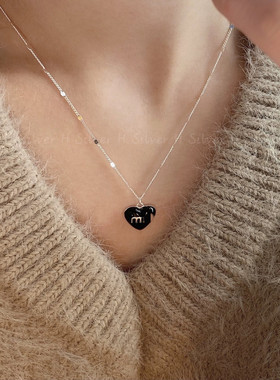 s925纯银韩版ins风黑色项链