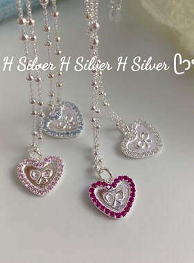 韩国小众设计爱心蝴蝶结项链