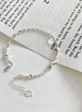 通体S925纯银碎银几两INS手链