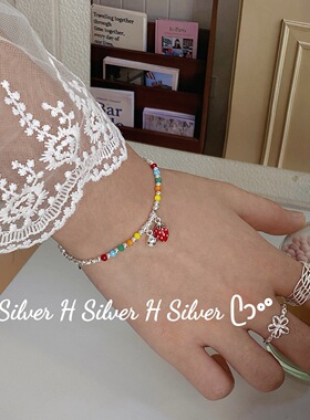 韩版S925银草莓手链女亲子款
