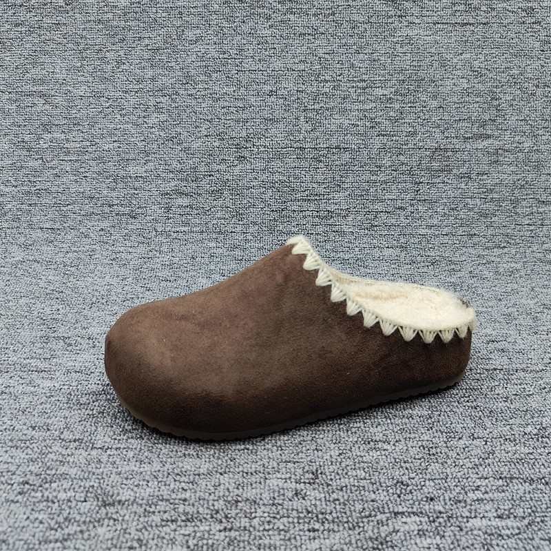 清仓断码加绒加厚保暖25秋冬季新款女鞋厚底包头外穿休闲半拖鞋 - 图1