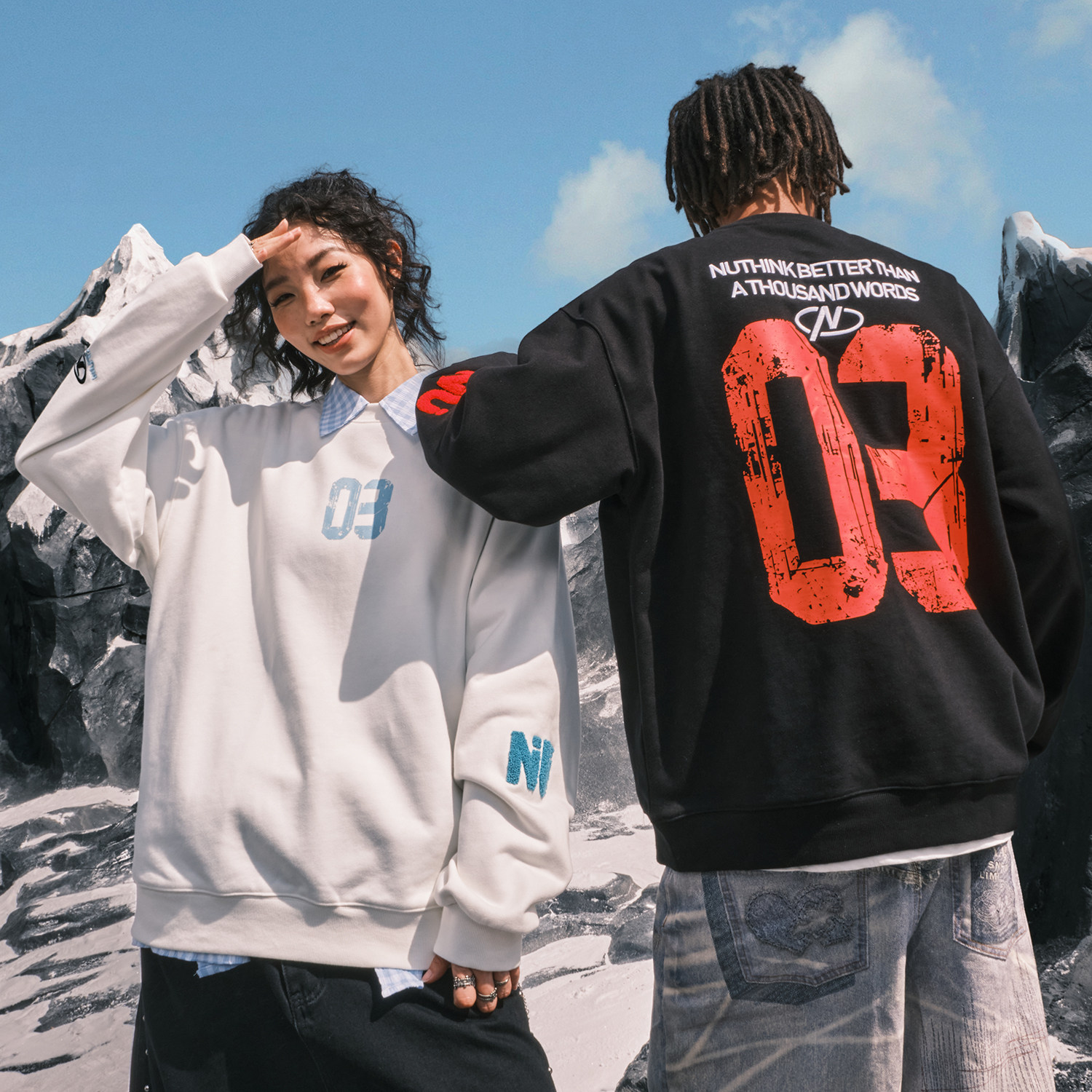 Nuthink美式潮牌字母圆领卫衣刺绣复古街头chic男女新款2026年春,淘宝优惠券,粉丝福利购,淘宝优惠卷