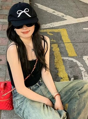 韩国ins同款蝴蝶结棒球帽女春夏新款甜美可爱遮阳帽鸭舌帽子