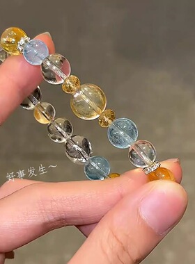 黄阿塞白阿塞海蓝宝手链ins轻奢