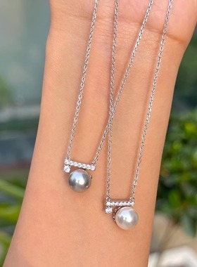 珍珠平衡木满钻项链小众轻奢气质