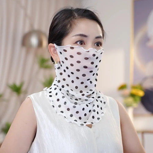 防晒面纱夏季女士薄款丝巾冰丝面罩口罩遮阳全脸脖套挂耳围脖户外 - 图0