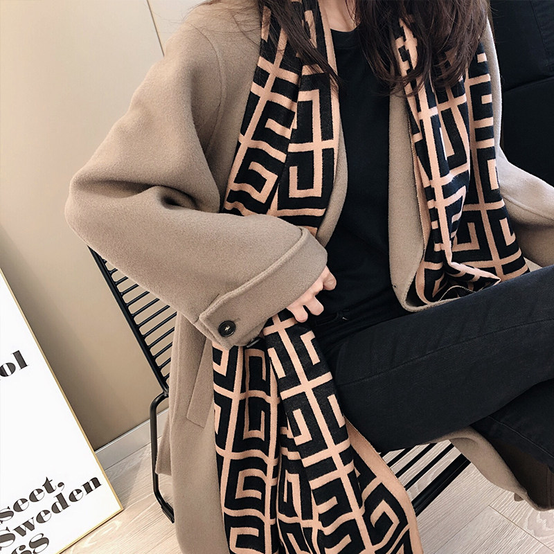 围巾女冬季百搭仿羊绒新款双面两用围脖时尚韩版加厚保暖复古披肩,淘宝优惠券,粉丝福利购,淘宝优惠卷