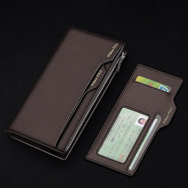 英皇保罗新款多卡位男真皮防盗钱包 williampolo宇硕卡包